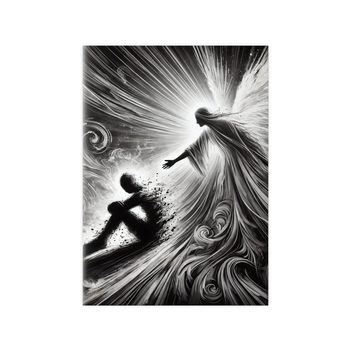 Poster Print - Abstract Black and White Image Symbolizing Mental Health Struggle and Hope