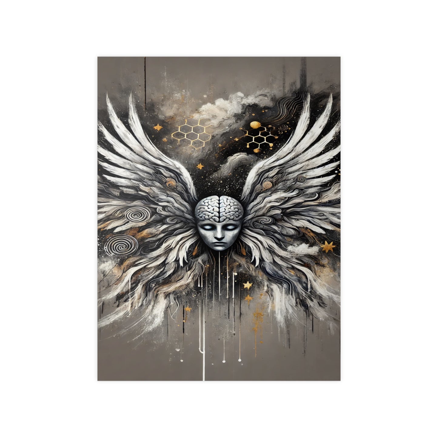 Poster Print - Mental Health, Anxiety, Angel Wings, Fresh Start, Help is There