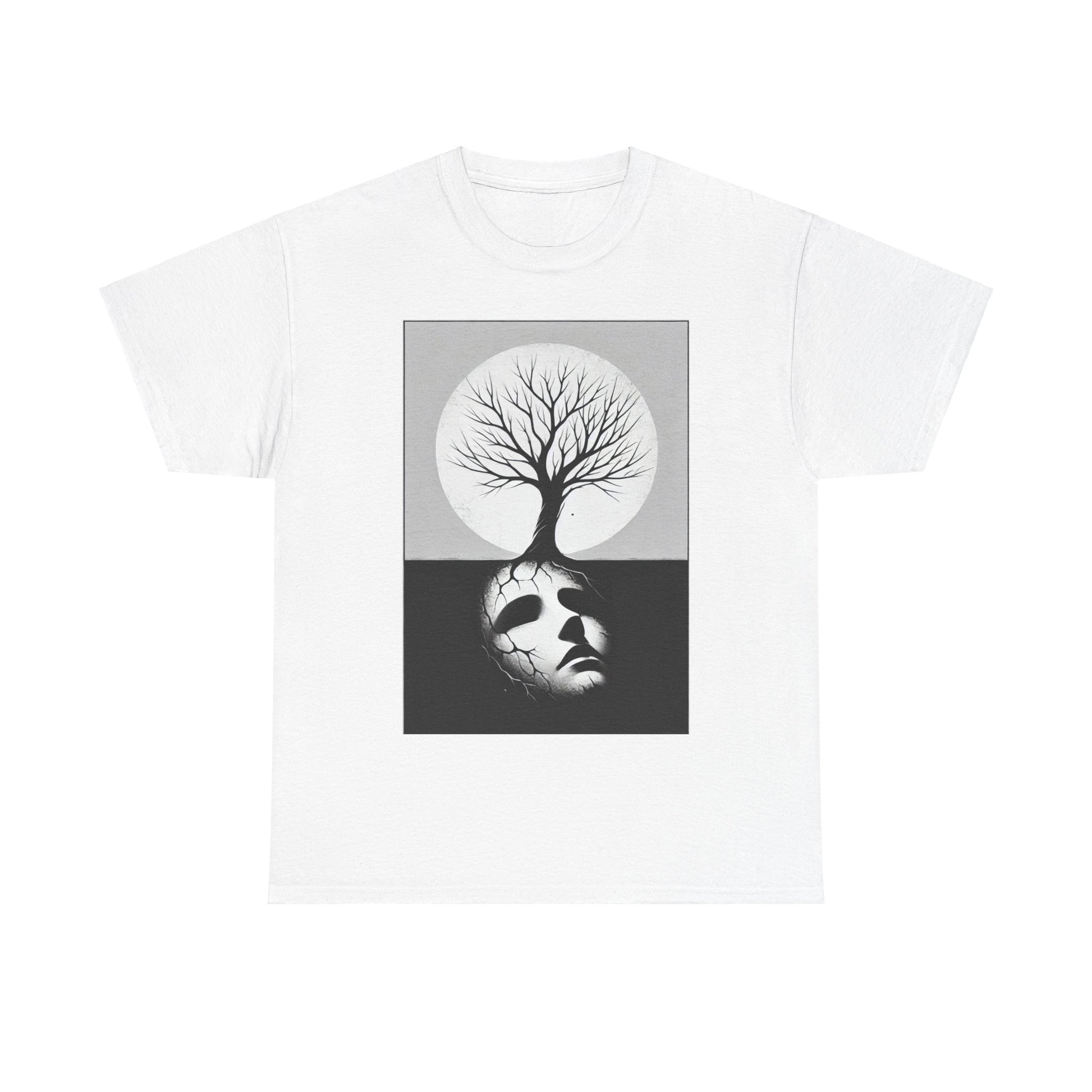 Unisex Heavy Cotton Tee, Livets träd med sina starka rötter drar dig tillbaks. - karlje design