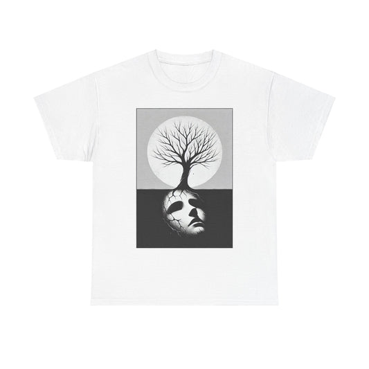 Unisex Heavy Cotton Tee, Livets träd med sina starka rötter drar dig tillbaks. - karlje design