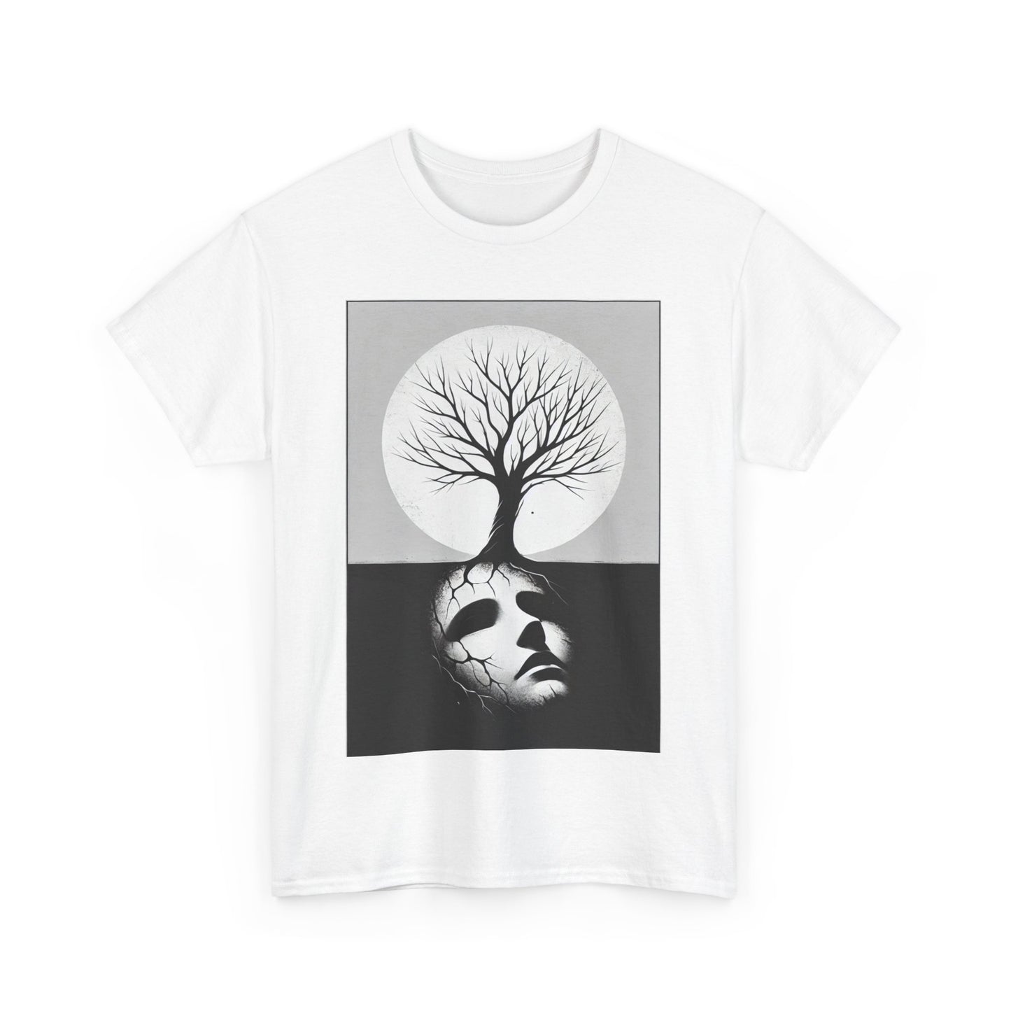 Unisex Heavy Cotton Tee, Livets träd med sina starka rötter drar dig tillbaks. - karlje design