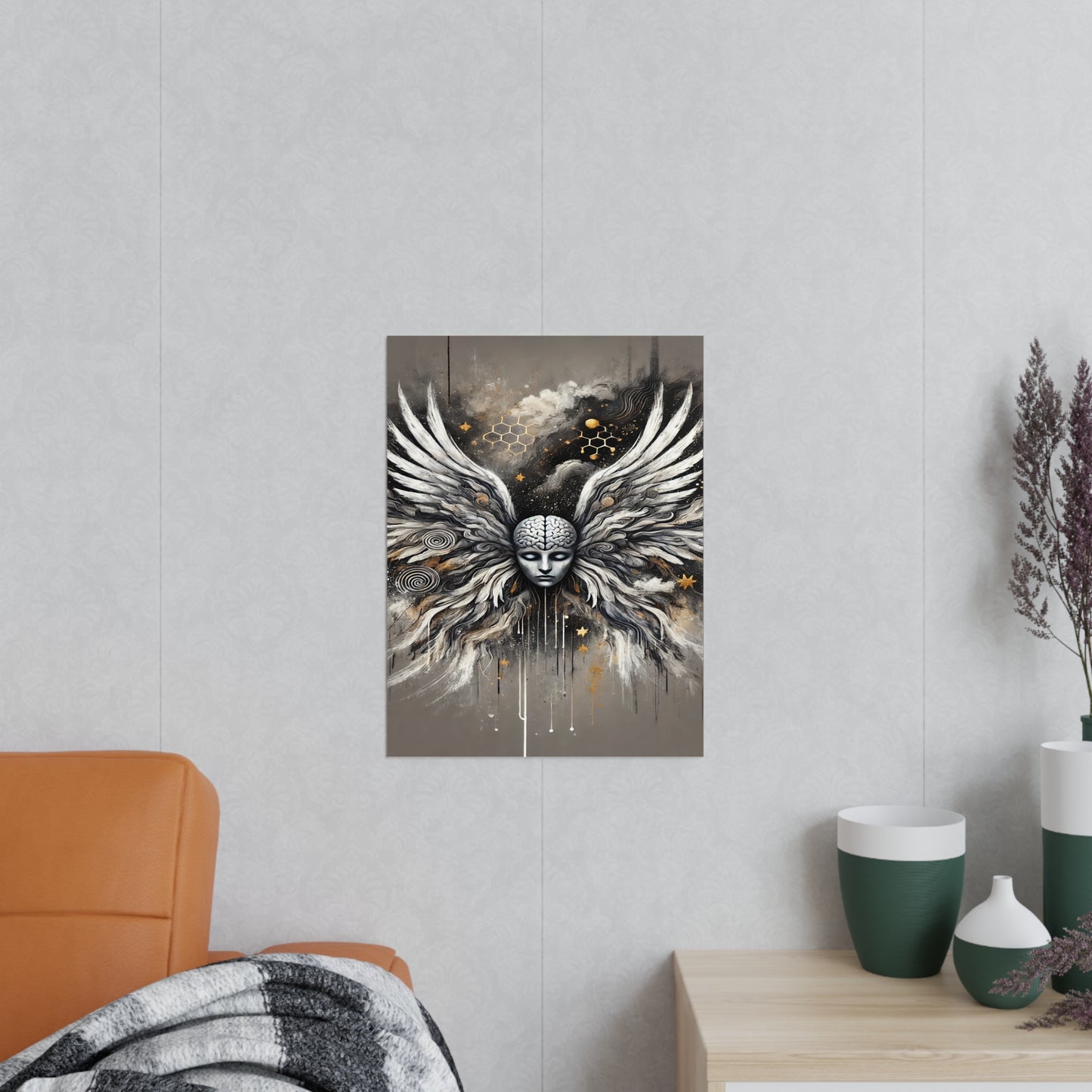 Poster Print - Mental Health, Anxiety, Angel Wings, Fresh Start, Help is There