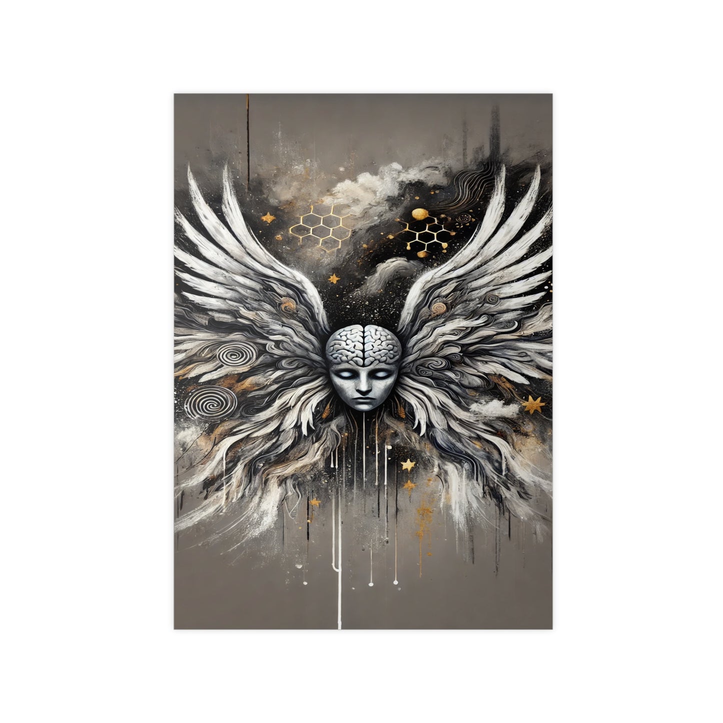 Poster Print - Mental Health, Anxiety, Angel Wings, Fresh Start, Help is There